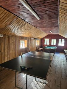 ein großes Zimmer mit einer Tischtennisplatte in der Unterkunft La 7 Frati in Holda