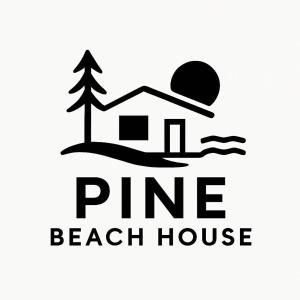 Un logotipo de casa de playa sobre un fondo blanco. en Pine Beach House, en Campofelice di Roccella