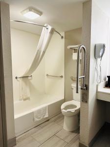 ein Badezimmer mit Toilette, Badewanne und Waschbecken in der Unterkunft HomeLodge Newnan in Newnan