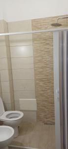 a small bathroom with a toilet and a shower at la primavera in Palmi +6 photos