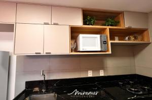 Nhà bếp/bếp nhỏ tại Maravilhoso flat vista mar no Altamare