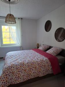 a bedroom with a bed and a window at Maison familiale en lisière de forêt in Val-et-Châtillon +16 photos
