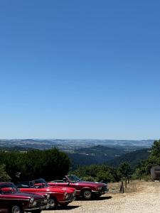 three old cars parked on top of a hill at Auberge & Camping Sabatoux in Montusclat