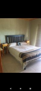 een slaapkamer met een groot bed in een kamer bij Cabaña Flor Serrana in Tanti