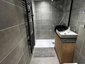 a bathroom with a sink and a toilet and a shower at Nouveau ! Appartement de standing 3 chambres avec balcon et parking couvert - FR-1-836-42 in Les Carroz d'Araches +12 photos