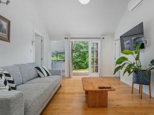 TV a/nebo společenská místnost v ubytování Stream-side Cottage - Driving Creek Coromandel