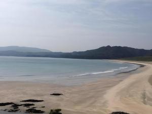 - une vue sur une plage avec des montagnes au loin dans l'établissement Hotel Nagoku, à Tosashimizu