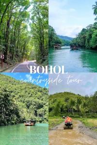 eine Fotocollage von einem Fluss und einem Boot in der Unterkunft Van Rental COUNTRYSIDE TOUR IN BOHOL in Tagbilaran