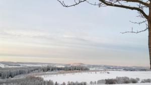 a view from the top of a hill in the snow at Fuchs & Has` in Marienberg