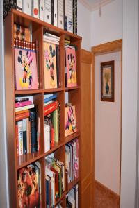 a book shelf filled with books in a room at Apartamento Merlin in Roquetas de Mar