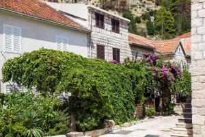 a building with a hedge in front of a street at Ante Apartments in Trstenik +6 photos