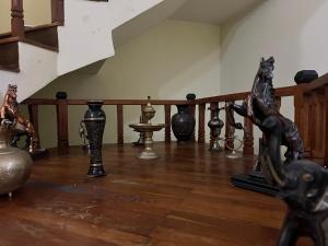 キャンディにあるSky rise mount hotelの床に花瓶や彫像が置かれた部屋