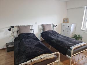 Dos camas individuales en una habitación con en The Ozzy Room, en Brasov