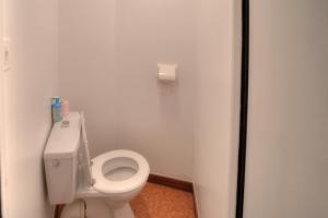 a bathroom with a white toilet in a stall at Résidence La Chapelle - Cœur de station in Lélex +4 photos