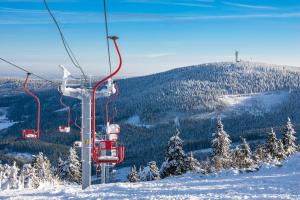 une remontée mécanique au sommet d'une montagne enneigée dans l'établissement Erzgebirge Apartments Sehmatal, à Sehma 10 autres photos