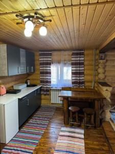 Η κουζίνα ή μικρή κουζίνα στο Лісовий котедж