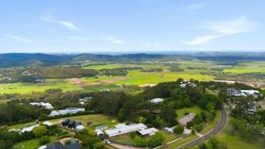an aerial view of a village with a road at Bottlebrush Villa in Valdora