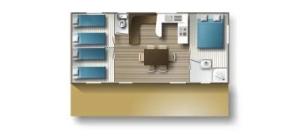 a rendering of a floor plan of aominium at ZEcamping 4 étoiles familial avec étang de pêche et piscine chauffée in La Haye-du-Puits