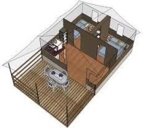 an overhead view of a house with a room at Chalet 3 étoiles - Piscine - ccbbhfa in Clohars-Carnoët +109 photos