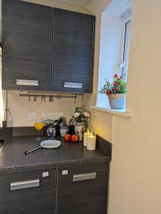 Η κουζίνα ή μικρή κουζίνα στο Sherlock's House -Moray Entire house Two bedroom 5 beds Private free parking & WiFi Flat TV Garden Shops