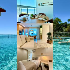 La alberca dentro o cerca de Apartamento em Condomínio Frente-Mar com Piscinas, Jacuzzi Aquecida, Sauna, Academia, Brinquedoteca, Churrasqueira na Sacada, Cozinha Completa e Lazer de Home Club