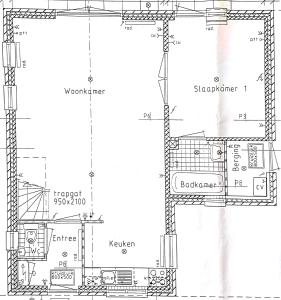 a schematic plan of a building at Gemütliches Haus Mit Komplett Umzäuntem Garten in Wemeldinge