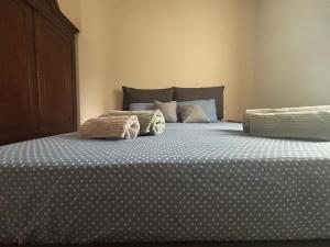 a bed with two pillows on it in a bedroom at Elegante bilocale a due passi dal centro in Saluggia