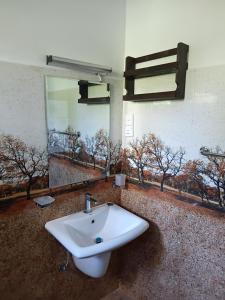 ein Badezimmer mit Waschbecken und Spiegel in der Unterkunft Zeylon Stay in Weligama + 26 Fotos