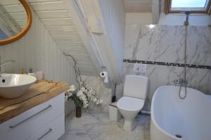 Ένα μπάνιο στο Sapnu Paviljons Jūrmalciemā Balcony room +15 φωτογραφίες