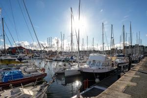 a bunch of boats are docked in a marina at Appartement magnifique à Paimpol in Paimpol