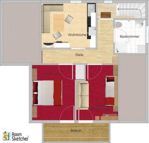 瓦尔赫湖Idylle的红色小房子的地板图 更多9张照片