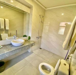 un bagno con lavandino e WC di Shelton House Mardan a Mardan