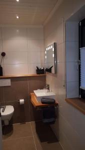 ein Badezimmer mit Waschbecken und Toilette in der Unterkunft Ferienwohnung Himmelreich in Antfeld