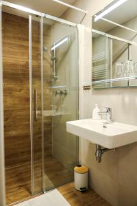 博兹达尔U Božího potoka by Mountain ways的带水槽和淋浴的浴室