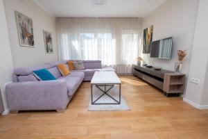 a living room with a couch and a tv at Sanja & Mirza Apartments - Old Town Sarajevo in Sarajevo