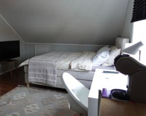 une chambre avec un lit, un bureau et une chaise dans l'établissement HomeSuite Room, 