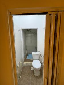 un baño con inodoro y bañera en Petra Main Gate Studios, en Wadi Musa