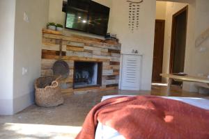 a living room with a fireplace and a flat screen tv at Freistehendes Haus Mit Garten Zur Alleinigen Nutzung in Umbertide
