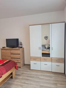 Televiisor ja/või meelelahutuskeskus majutusasutuses Liebevolle Ferienwohnung In Zentraler Lage