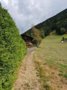 uma estrada de terra num campo ao lado de uma colina em Ferienwohnung Ritz em Ernen