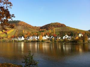 un village au bord d'un lac avec feuillage de chute dans l'établissement Haus Budinger, à Alf