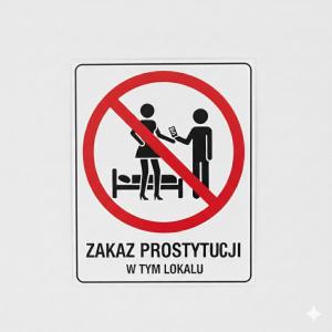 un cartel que dice zakaziprohibition en WRN APARTAMENTY, en Kalisz