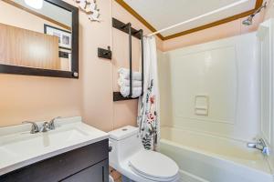 une salle de bain avec un lavabo, des toilettes et une baignoire dans l'établissement Walk to Houghton Lake! Family Retreat with Patio, à Houghton Lake 17 autres photos