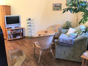 a living room with a couch and a table at Anna in Benneckenstein