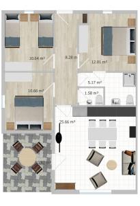 eine Darstellung eines Grundrisses eines Hauses in der Unterkunft Haus Aurora Lodge in Frielendorf
