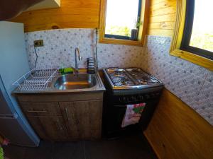Η κουζίνα ή μικρή κουζίνα στο Cabañas Aguapiedras +16 φωτογραφίες