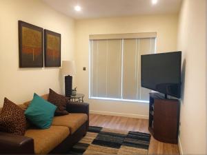 洛杉矶Urban Chic residence in Central LA的配有沙发和平板电视的客厅