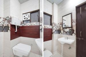 - deux photos d'une salle de bains avec toilettes et lavabo dans l'établissement Hotel O City Park Kota Formerly Oxyluxe, à Kota