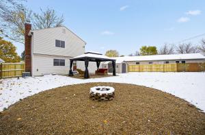 a backyard with a gazebo in the snow at New 3br home Ready for the Holidays in Dublin