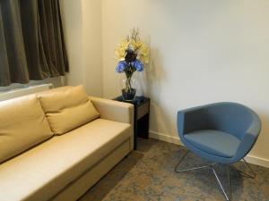 A seating area at Hotel Bílý Páv